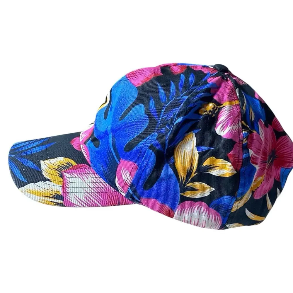 Vintage 90s San Sun Floral Hawaiian Tropical Snapback Hat Cap Hawaii Canvas